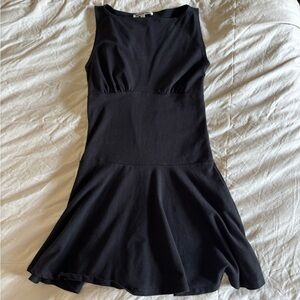 Reformation black boat neck mini dress